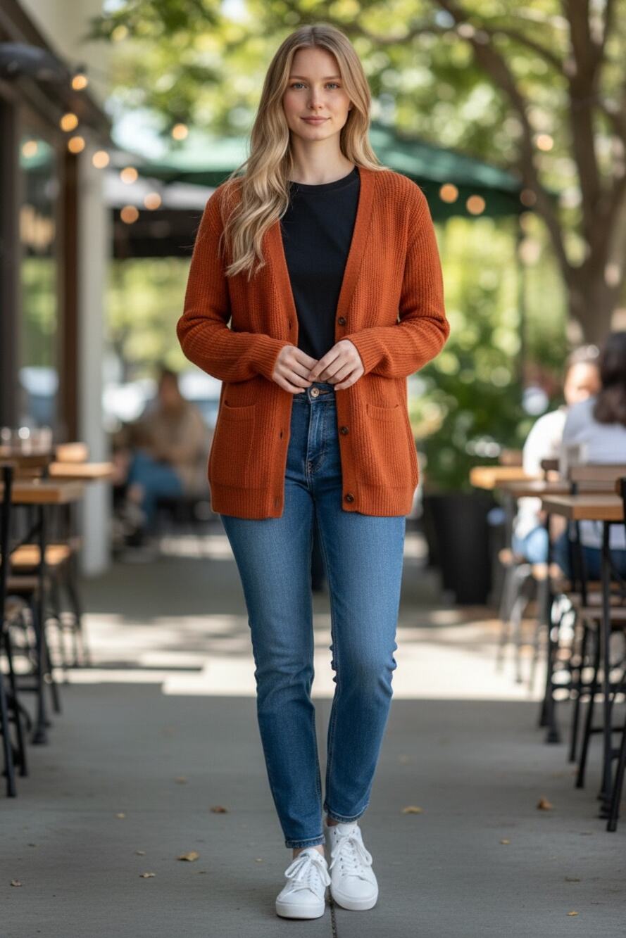 EDDIE BAUER Sweater Size XL Cardigan Knit Perfect Harvest Orange PSL Fall